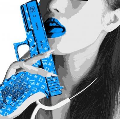 Death NYC - Nurse Gun Blue, 2015 - Sérigraphie signée au crayon 2