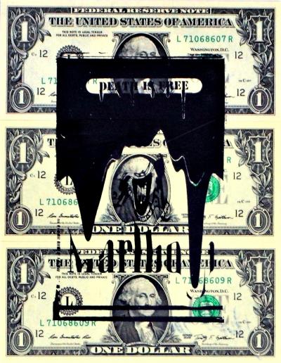 Death NYC - Death Box (3 x 1 $ Banknote), daté 2013 et signé au dos - Oeuvre unique 2