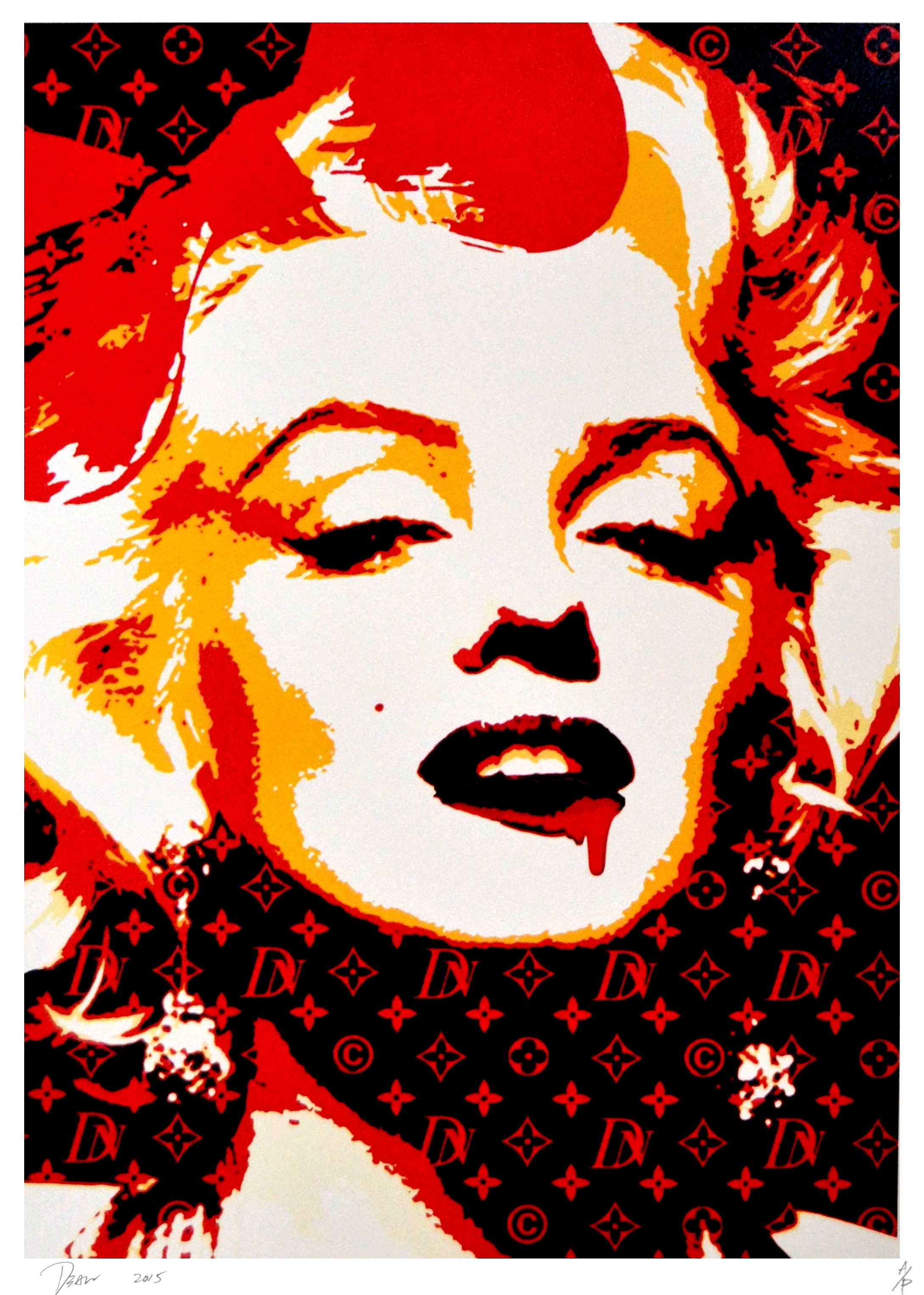 Death NYC Monroe Glow Red Sérigraphie originale numérotée et signée