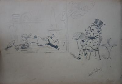 Edmond PELLISSON : Amours avec Pégase - Dessin original signé - c. 1895 2
