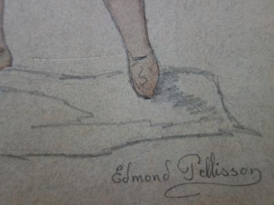 Edmond PELLISSON : Peines de coeur - Dessin original signé - c. 1895 2