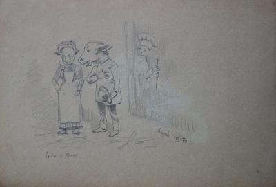 Edmond PELLISSON : Peines de coeur - Dessin original signé - c. 1895 2