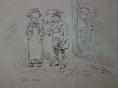 Edmond PELLISSON : Peines de coeur - Dessin original signé - c. 1895 2