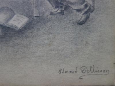 Edmond PELLISSON : Hommage à Redon, le rêve - Dessin original signé - c. 1899 2