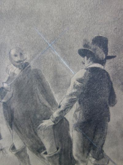 Edmond PELLISSON : Un Duel sous Louis XIII - Dessin original signé - c. 1899 2