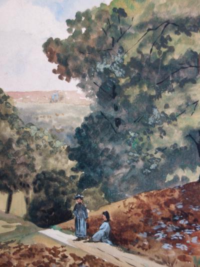 Edmond PELLISSON - Peaceful Riverbend, c. 1899 - Signed watercolour 2