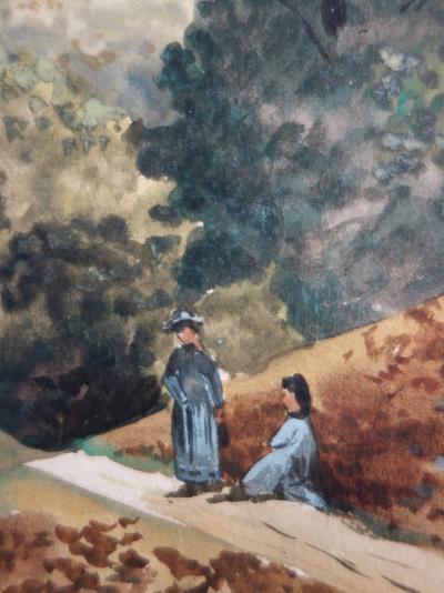 Edmond PELLISSON - Peaceful Riverbend, c. 1899 - Signed watercolour 2