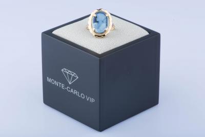 Bague camée bleue en or jaune 18 ct 2