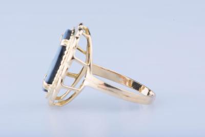 Bague camée bleue en or jaune 18 ct 2