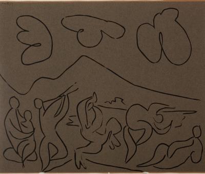 Pablo PICASSO : Bacchanale, la danse des Faunes - Linogravure (1962) 2
