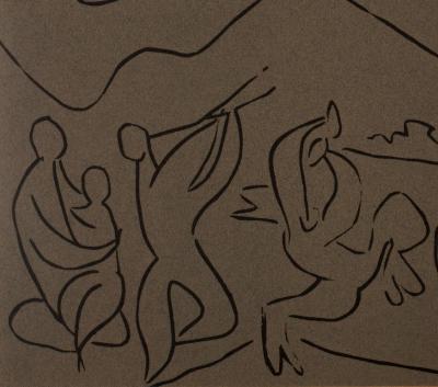Pablo PICASSO : Bacchanale, la danse des Faunes - Linogravure (1962) 2