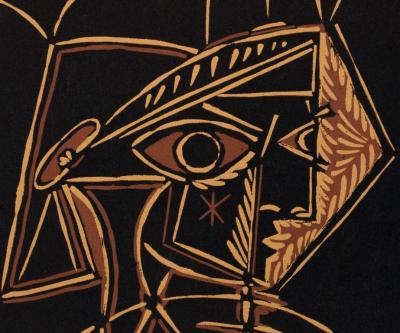Pablo PICASSO : Tête de faune - Linogravure 2