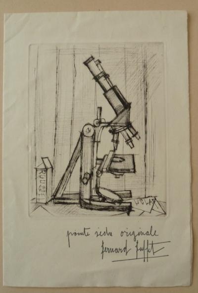 Bernard BUFFET (1928-1999) - Le microscope - Gravure 2