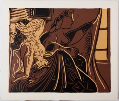 Pablo PICASSO : Femmes curieuses - Linogravure (1962) 2