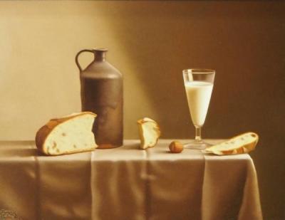 Pierre-Yves RUSSO (1967). Le pain. Huile sur panneau 2