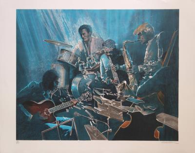 Pierre-Jean COUARRAZE : Jazz, Swing - Lithographie originale signée 2