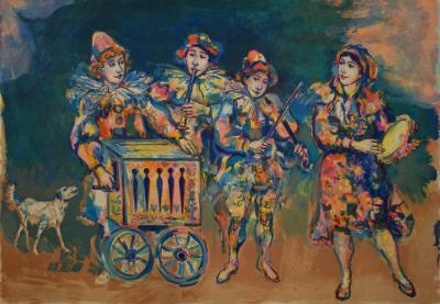 Walter SPITZER : Les saltimbanques musiciens - Lithographie originale signée 2