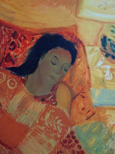Nancy DELOUIS : Le repos de la fleuriste - Lithographie originale signée 2