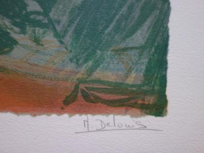 Nancy DELOUIS : Le repos de la fleuriste - Lithographie originale signée 2