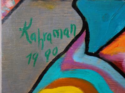Hassan Ertugrul KAHRAMAN : Nu aux jambes roses - Acrylique sur panneau signé 2