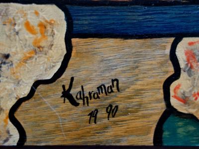 Hassan Ertugrul KAHRAMAN : La joueuse de billard - Acrylique sur panneau signé 2
