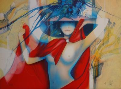 Jean-Baptiste VALADIE : La cape rouge - Lithographie originale signée 2