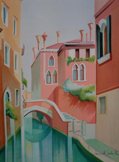 Janick LEDERLE : Petit canal à Venise - Lithographie originale signée 2