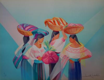 Janick LEDERLE : Femmes du Guatemala - Lithographie originale signée 2