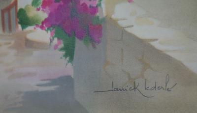 Janick LEDERLE : Petite rue à Santorin - Lithographie originale signée 2