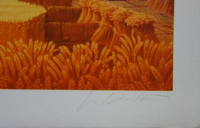 Michel DUBRE : Opéra de Paris au champ de blés - Lithographie originale signée au crayon 2