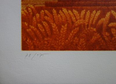 Michel DUBRE : Opéra de Paris au champ de blés - Lithographie originale signée au crayon 2