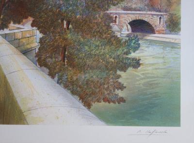 Rolf RAFFLEWSKI : Paris, Quai de Béthune - Lithographie originale signée 2