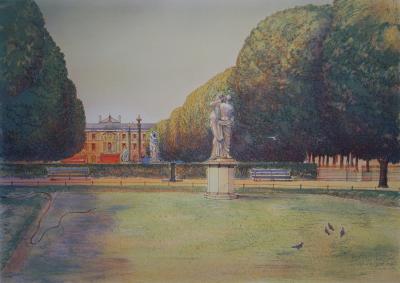 Rolf RAFFLEWSKI : Jardin de Paris au Baiser - Lithographie originale signée 2