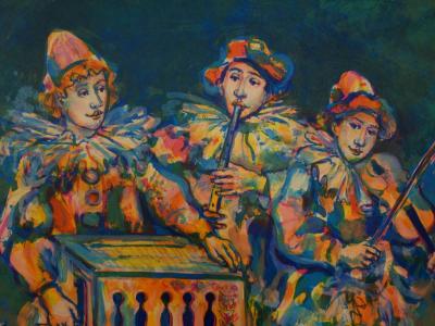 Walter SPITZER : Les saltimbanques musiciens - Lithographie originale signée 2