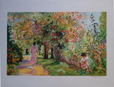 Yvonne CHEFFER DELOUIS : Le Jardin au printemps - Lithographie originale signée 2