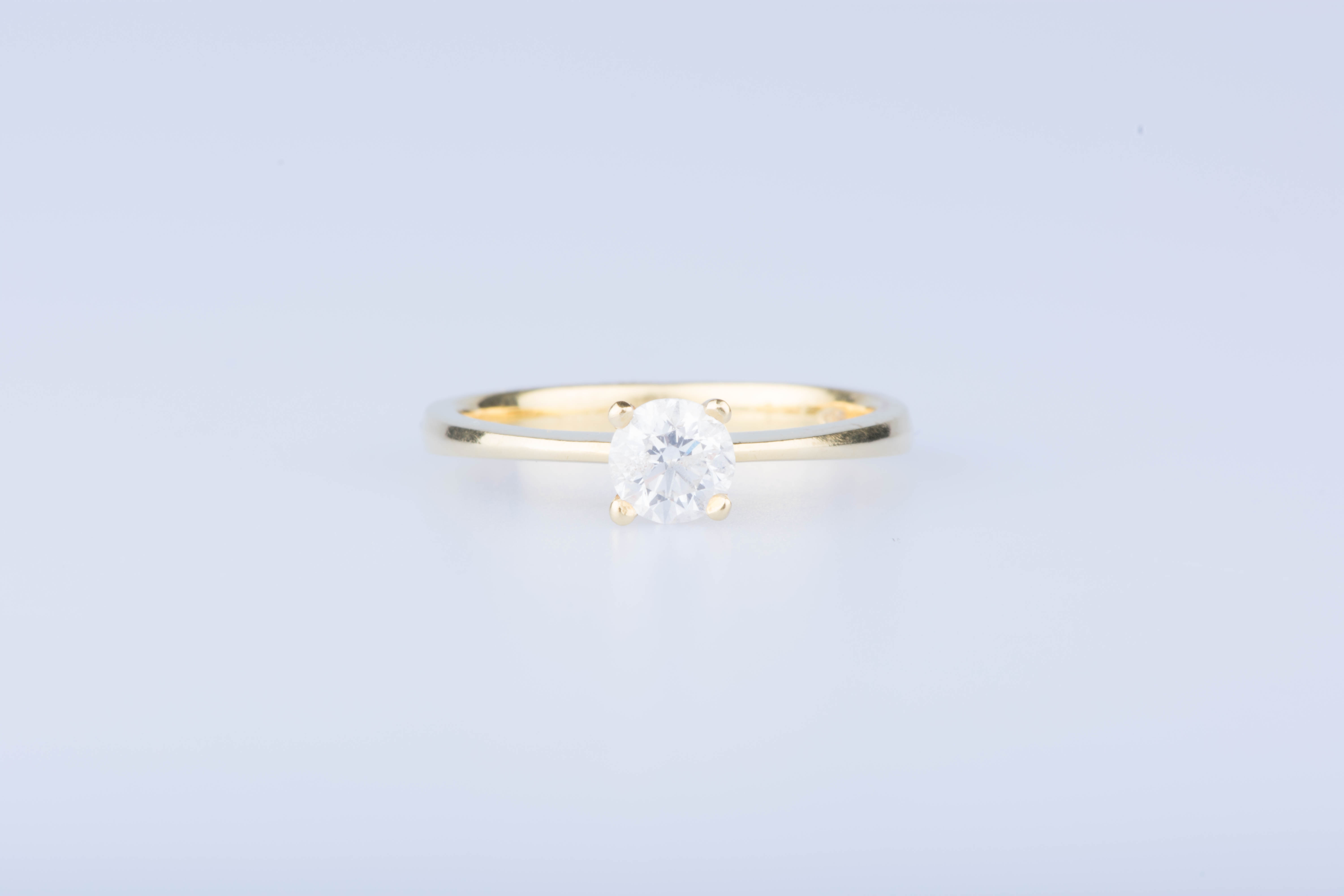 Bague Solitaire Or Jaune 14 Carats Avec Diamant Naturel 0,60 Ct - Taille 7, 3,1 G - Occasion De Qualité