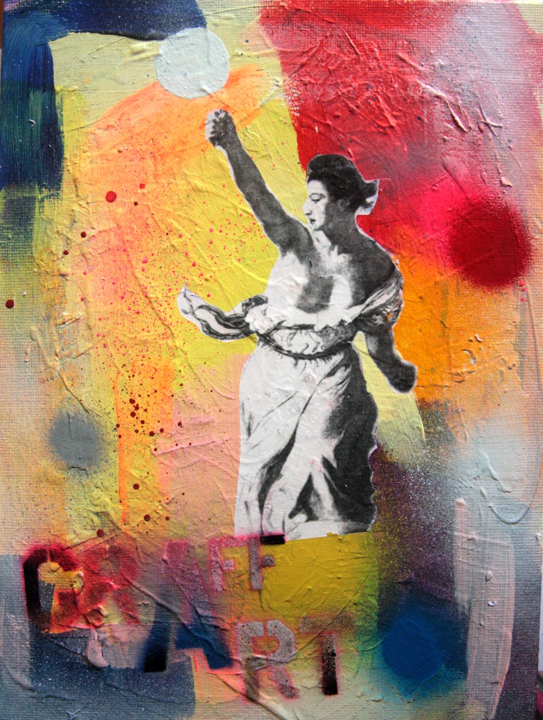 Tableau Pop Art Street Art Signé PyB - Inspiration 'La Liberté Guidant Le Peuple' De Delacroix - Style Graffiti Français