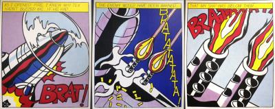 Roy LICHTENSTEIN (1923-1997) As I opened fire 1966 - Rare Tryptique signé 2