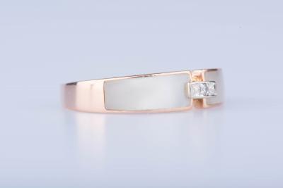 Bague en or rose 18 carat 1 diamant env. 0,01 ct entouré de nacre 2