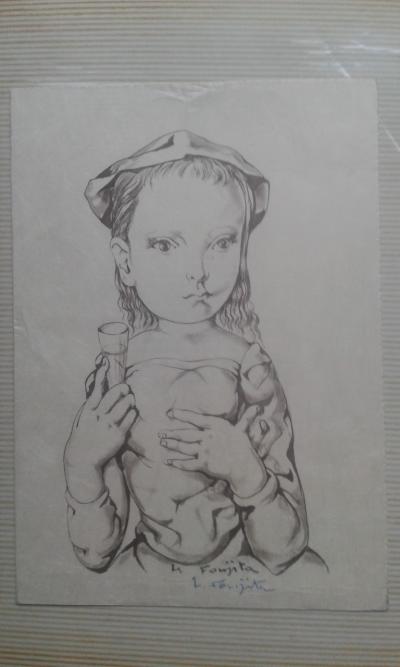 FOUJITA, JEUNE FILLE A LA FLUTE DE CHAMPAGNE  (circa 1960) 2