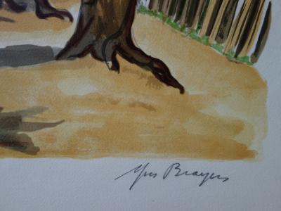Yves BRAYER : Village rustique en Russie, Lithographie originale signée 2