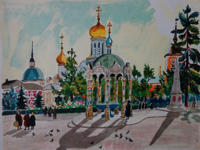 Yves BRAYER : Lumière de Moscou, Lithographie originale signée 2