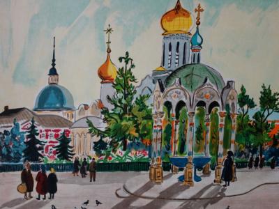 Yves BRAYER : Lumière de Moscou, Lithographie originale signée 2