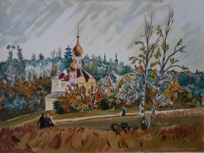 Yves BRAYER : L’automne doré russe, Lithographie originale signée 2