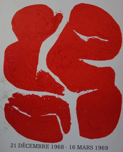 Simon HANTAI : Composition rouge - Lithographie originale 1968 2