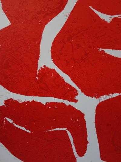 Simon HANTAI : Composition rouge - Lithographie originale 1968 2