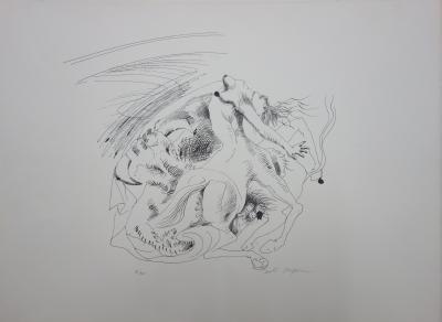 André MASSON - Combat avec Minotaure, Lithographie originale signée 2