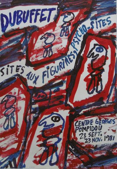 Jean DUBUFFET - Exposition Centre Georges Pompidou, 1981 - Affiche lithographique 2