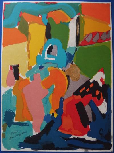 Pierre AMBROGIANI: The entrance to the village, 1974 - Original signed lithograph 2