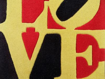 Robert INDIANA (d’après) - Liebe LOVE, Tapis en laine cardée à la main - Signé 2